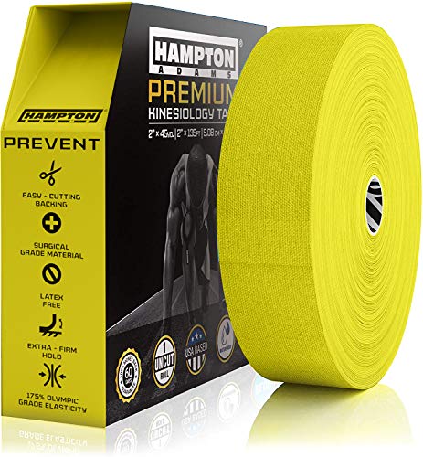 Hampton Adams | As Seen on Shark Tank | Original Kinesiology Tape | 135ft Uncut Bulk Roll | Supports & Protects Muscle Wrist Knee Shoulder Back Plantar Fasciitis | Waterproof Hypoallergenic (Yellow) - color: Yellow, size: 2in x 135ft (1 Roll)