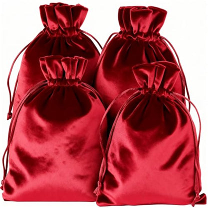 HRX Package Soft Velvet Gift Bags, 5.1x7.8 inch Velvet Drawstring Pouches -Red for Jewelry Crystal Dice Tarot Rune (4 Pack) - color: Red