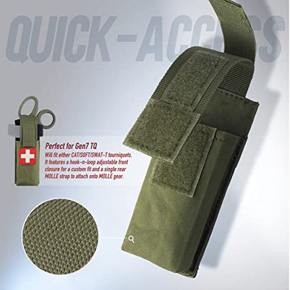 LIVANS Molle Tourniquet Holder, Tactical Shears Pouch, IFAK Scissor Holster | Medical Shear Holder, EMT Scissor Bag Fit for Tourniquet, Folding Knife, Tactical Flashlight, Pistol Mag Pouch Small Tool Bag - color: Army Green