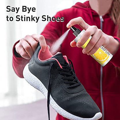 Shoe Deodorizer Spray, Lamfun Natural Odor Eliminator for Smelly Feet, Shoes and Gym Bags, Foot Deodorant Fights Odor, Lemon Fragrance, 150ml