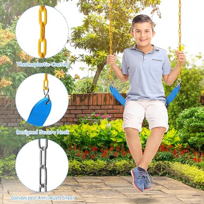 Sunnyglade 2PCS Swings Seats Heavy Duty with 66" Chain Support 250lb Blue | Playground Outdoor Swing Seat Replacement with Snap Hooks, Coated Chains, Soft Eva Seat, Non-Slip Design & 250 Lb Capacity - color: Blue