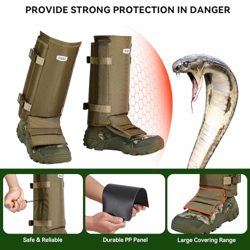 Snake Gaiters Chaps, Durable Lower Legs Anti-Snake Bite Guards - color: Khaki