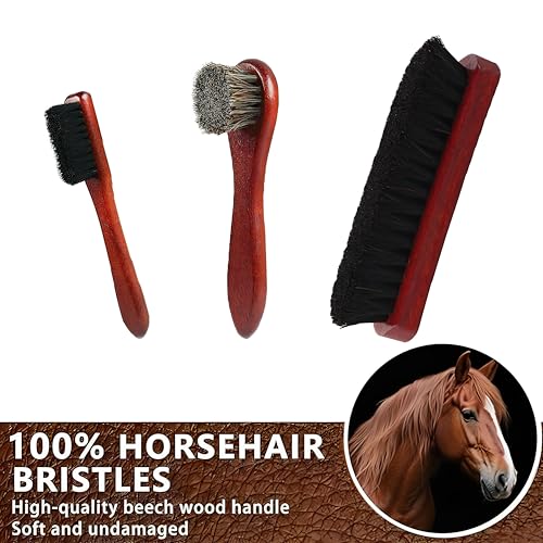 12 PCS Leather Care Kit - Horsehair Brushes,Saddle Soap,Waterproofing Wax,Mink Oil ,Polishing Cloth,Microfiber cloth,Boot Shoe Shine Cleaning Kit Gift for Men Cowboy Husband Dad birthdays Festive