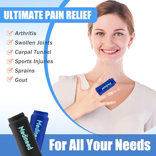 2PCS Finger Sleeves Gel Ice Pack, Lasting Cold Compress Freeze Sleeve, Reusable Finger Brace Ice Packs for Injuries, Arthritis, Tendonitis, Gout, Sprains, Middle Protectors (Blue) - color: Blue