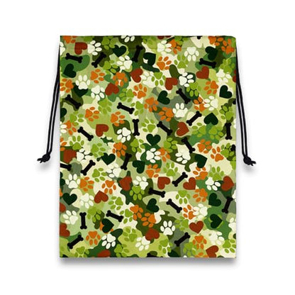 Grip Bags for Gymnasts Camo Paw Portable Small Storage Pouch Bag with Drawstring - color: Dog Paws Green