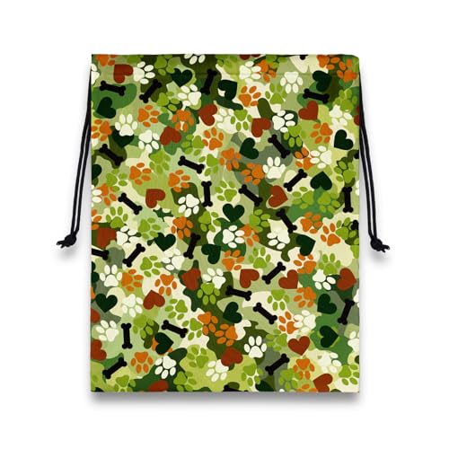 Grip Bags for Gymnasts Camo Paw Portable Small Storage Pouch Bag with Drawstring - color: Dog Paws Green