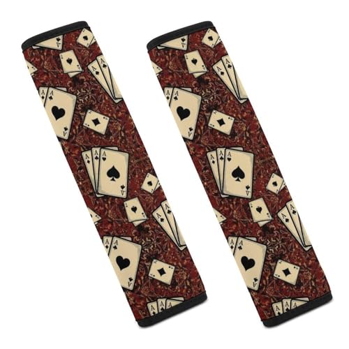 1 Pair Universal Fit Seat Belt Cover for Elderly Support, Most Cars, Vintage Poker Playing Card Casino Games Seat Belt Cushion, Neck and Shoulder Support - color: Pattern 140