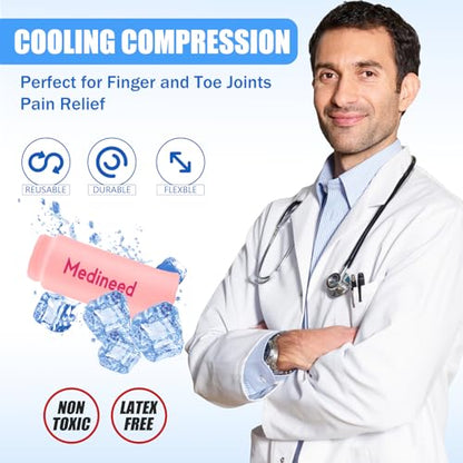 2PCS Finger Sleeves Gel Ice Pack, Lasting Cold Compress Freeze Sleeve, Reusable Finger Brace Ice Packs for Injuries, Arthritis, Tendonitis, Gout, Sprains, Middle Protectors (Pink) - color: Pink