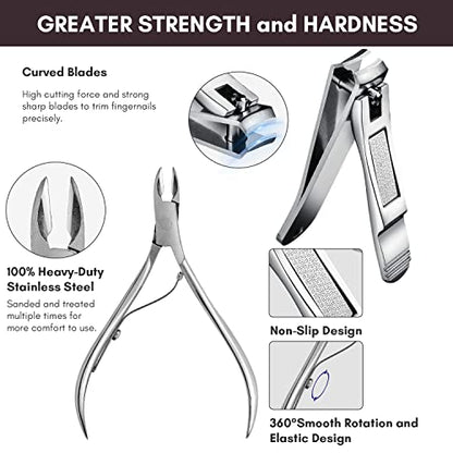 FAMILIFE Manicure Set, Nail Clippers Set Professional Manicure Kit 11 in 1 Stainless Steel Pedicure Tools Nail Kit Mens Grooming Tool with Portable Leather Travel Case Dark Violet Birthday Gifts - color: Purple