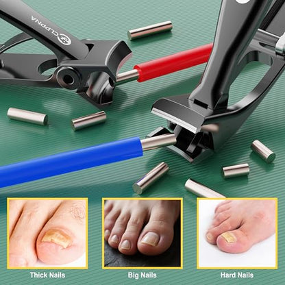 Nail Clippers for Seniors, CLPPNA Wide Jaw Fingernail Clippers and Angled Head Toenail Clippers for Thick Nail, 4 Pack Professional Nail Clippers for Men, Women&Pregnant, Black - style: Black Wide Opening & Angled Head