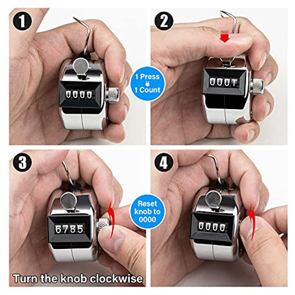 Tally Counter, 4-Digit Clicker Counter, Metal Hand Tally Counters Clicker Pitch Counter for Counting, Knitting, Coaching, Golf, Lap, Fishing - color: A-3 PCS