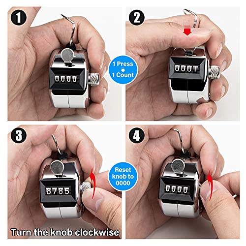 Tally Counter, 4-Digit Clicker Counter, Metal Hand Tally Counters Clicker Pitch Counter for Counting, Knitting, Coaching, Golf, Lap, Fishing - color: A-3 PCS
