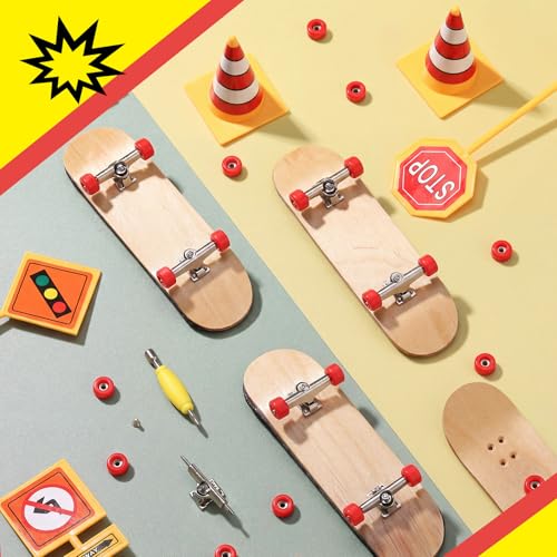 Zhehao 8 Pcs Fingerboard Bearing Wheels Standard Fingerboard Tool CNC Lathed Bearing Wheels Screwdriver and 2 Pcs Nut Driver for 34 mm Wide Decks Finger Skateboard Trucks (Red) - color: Red