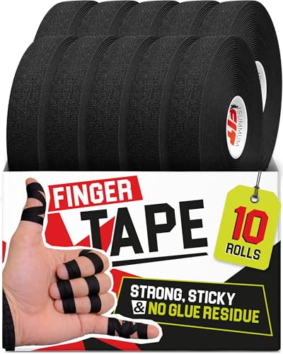 Finger Tape BJJ - Durable & Sweat-Resistant - 10 Rolls of 0.3 inch x 45 feet - Athletic Finger Tape for Sports like Jiu Jitsu, Climbing, or Volleyball - Improve Your Grip & Prevent Injuries - color: Black, size: 10 Rolls