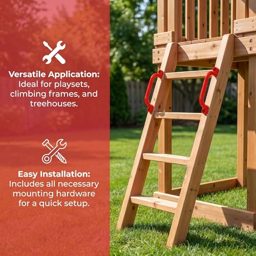 Vaveren Children Climbing Handle Non Slip Playset Ergonomic Outdoor Climbing Grab Bar Secure Hold Suitable for Treehouse Backyard Home Playground, Red - color: Red