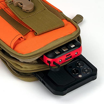 Tactical Molle Pouch Compact Utility Waist Bag Phone Holster Holder for 4.7"-6.9" iPhone 15 Pro Max/15 Pro/14 Plus/14 Pro Max/14/13 Pro Max/13 Pro/12 Pro Max/11 Pro Max - color: Orange