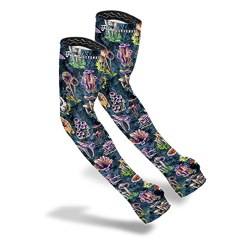 FARMER'S DEFENSE Gardening Arm Sleeves|UV Cooling Protective Sleeve Women & Men|Anti-Scratch Cover Sun UPF Outdoor Protection - Foragers - Gray - XS - color: Mushroom Foragers - Gray, size: X-Small
