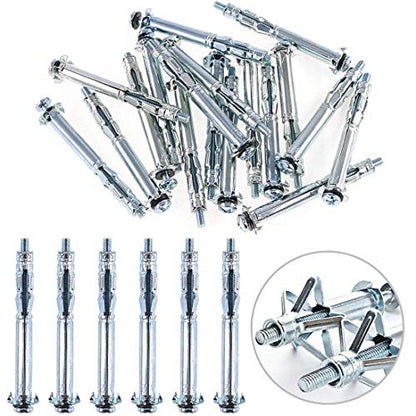 Glarks 30Pcs 4x60MM Heavy Duty Zinc Plated Steel Molly Bolt Hollow Drive Wall Anchor Screws Set for Drywall, Plaster and Tile (M4x60) - size: 4x60mm