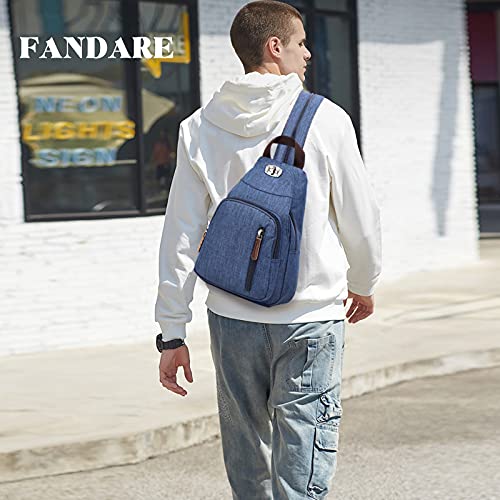 FANDARE Retro Sling Chest Backpack Multipurpose Crossbody Shoulder Bag - color: Navy Blue