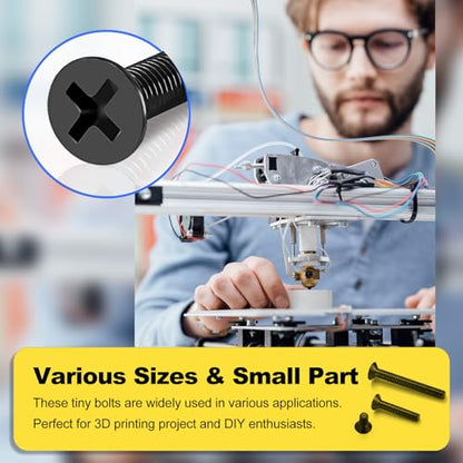 KADRICK 435Pcs M4 Countersunk Screws,M4 Flat Head Screws,Phillips Bolts Nuts Washers Assortment Kit,Zinc Plated,Lenth of 8MM-25MM - size: M4 435Pcs 8-25mm