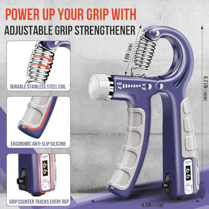 Grip Strength Trainer Kit, Forearm Strengthener & Hand Grip Strengthener | Finger Exerciser & Stretcher for Strength Training, Recovery & Flexibility - size: 10PCS