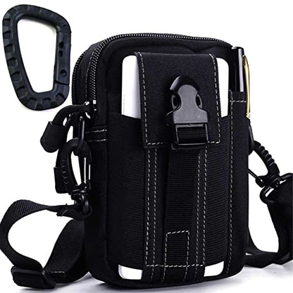 ofone Small Tactical Molle Pouch, Military Waist Pouch EDC with Smartphone Holster Holder Utility Gadget Belt Bag for Outdoor - color: Black