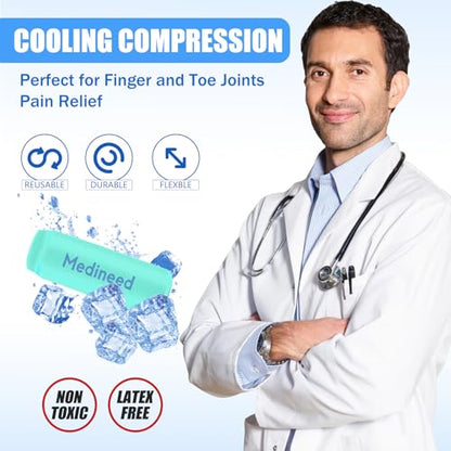 2PCS Finger Sleeves Gel Ice Pack, Lasting Cold Compress Freeze Sleeve, Reusable Finger Brace Ice Packs for Injuries, Arthritis, Tendonitis, Gout, Sprains, Middle Protectors(Green) - color: Green