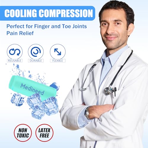 2PCS Finger Sleeves Gel Ice Pack, Lasting Cold Compress Freeze Sleeve, Reusable Finger Brace Ice Packs for Injuries, Arthritis, Tendonitis, Gout, Sprains, Middle Protectors(Green) - color: Green