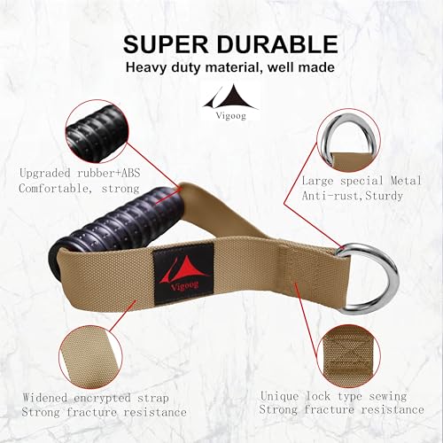 Heavy Duty Gym Workout Handles Attachment for Cable Machine,Resistance Band,Pulley System Home Exercise Equipment, Comfortable and Stronger Grip - color: Knight Khaki