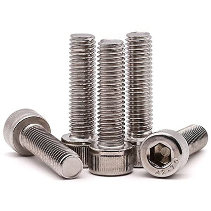 M5-0.8 x 25mm (50 Pack) Stainless Socket Head Cap Screws, 304 Stainless Steel 18-8, Plain Finish, Full Thread Coverage, by RoyceMart - size: M5-0.8 x 25mm
