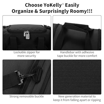 Small Duffel Bag, 17 inch, Black | 25L, Multi Pockets, Carry On, Weekender Bag, Travel Gym Sport, 17x10x9 in - color: Black, size: 17 inch - 1.0