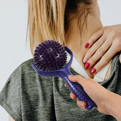 Veemoon Handheld Yoga Massage Stick with Large Spiky Balls Portable Muscle Roller for Shoulder and Leg Massage for Athletes and Muscle Relaxation