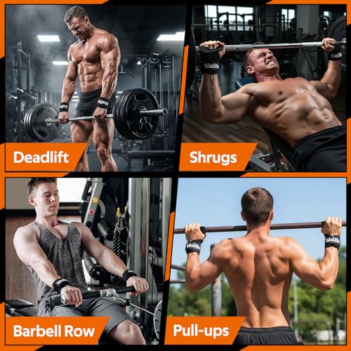 Weight Lifting Wrist Strap，Double Layer Leather Wrist Wraps with Neoprene Padding for Weightlifting & Deadlifts – Adjustable Gym Straps for Men & Women - color: Black