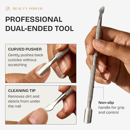 Beauty Power 9 in 1 Professional Manicure Pedicure Set - Stainless Steel Nail Clippers, Nano File, Cuticle Nipper, Scissors, Tweezers, Travel PU Leather Case for Men & Women - Gift Idea - Pink - color: Pink