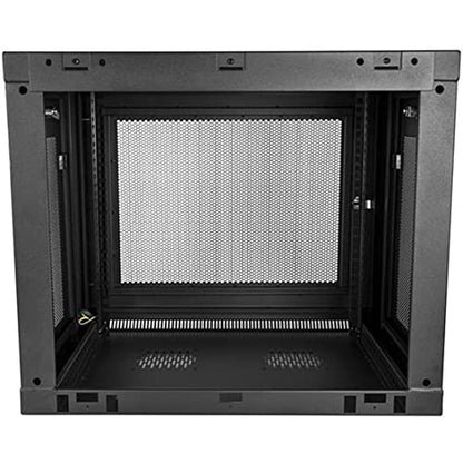 StarTech 9U Wall-Mount Cabinet, 19in, 2-Post, 15in Deep, 198lb (RK9WALM) | Enclosed locking server rack kit for IT data equipment, Max depth 15in, SPCC steel, Includes 1U shelf, Assembled - size: 9U, style: fixed 15" depth