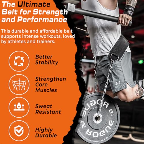 LARA STAR Dip Belt for Weightlifting, Weight Belt for Pull-Ups, Powerlifting, Squats, and Bodybuilding – Heavy-Duty Steel Chain, Neoprene Support, Lifts up to 650 lbs. - color: Black