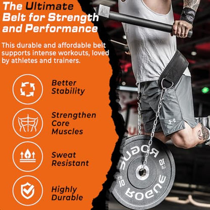 LARA STAR Dip Belt for Weightlifting, Weight Belt for Pull-Ups, Powerlifting, Squats, and Bodybuilding – Heavy-Duty Steel Chain, Neoprene Support, Lifts up to 650 lbs. - color: Black