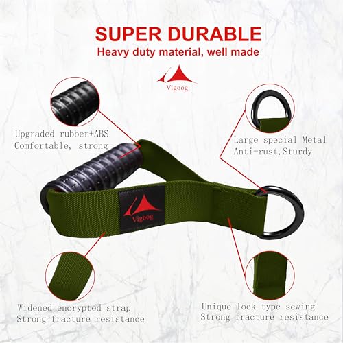 Heavy Duty Gym Workout Handles Attachment for Cable Machine,Resistance Band,Pulley System Home Exercise Equipment, Comfortable and Stronger Grip - color: Military Green XR