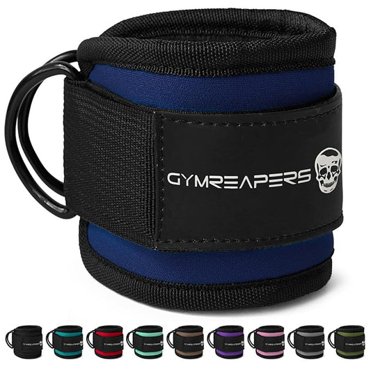 Gymreapers Ankle Straps For Cable Machine Kickbacks, Glute Workouts, Lower Body Exercises - Adjustable Leg Straps with Neoprene Padding - color: Cobalt, size: Single