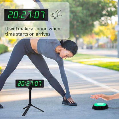 YZ Gym Timer Clock for Home Gym, Fitness Timer with Stopwatch Button, Large Digital Stopwatch Countdown Clock, 12/24H Digital Wall Clock, with Stand - style: plug-in(with stand)