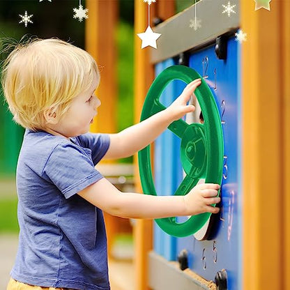 2 Pack Steering Wheel Playset Plastic Pirate Ships Wheel with Mounting Tools for Kids Playground Outdoor Gym (Green, Yellow) - color: Green, Yellow