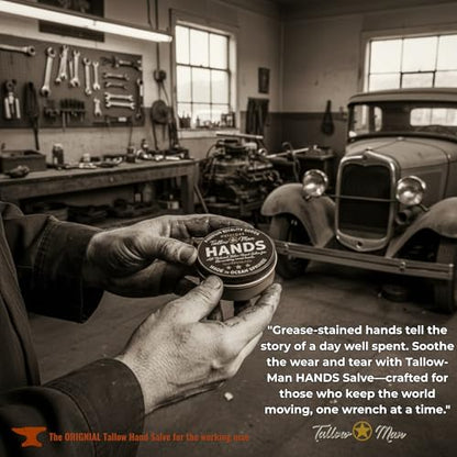 Tallow Man Hand Salve – Heavy-Duty Hand Repair for Working Men | Grass-Fed Tallow 5oz