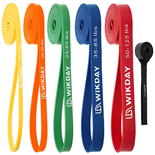 WIKDAY Resistance Bands, Pull Up Bands, Workout Bands for Exercise, Thick Heavy Resistance Band Set with Door Anchor, Elastic Bands for Body Stretching, Training at Home/Gym for Men & Women - color: Multicolor