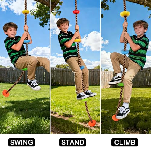 12 Ninja Tree Climbing Holds and 6.56FT Climbing Rope for Kids, Tree Climber Climbing Kit for Outdoor Ninja Warrior Obstacle Course Training - style: Ninja Rope+Tree Holds