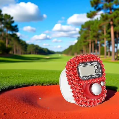 Electronic Tally Counter with Display, Resettable Portable Electronic Finger Counter for Golf, Track and Field, Lap Counting - color: Red