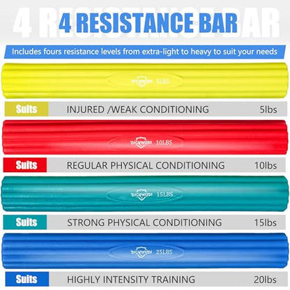 DICYWUDI Flex Therapy Bar and Grip Strength Trainers set, Physical Therapy & Resistance Bar for Golfers Elbow,Tendinitis,Wrist,Forearms Pain, Improve Grip Strength and Relieve Pain - color: 16pcs ‎Green sets