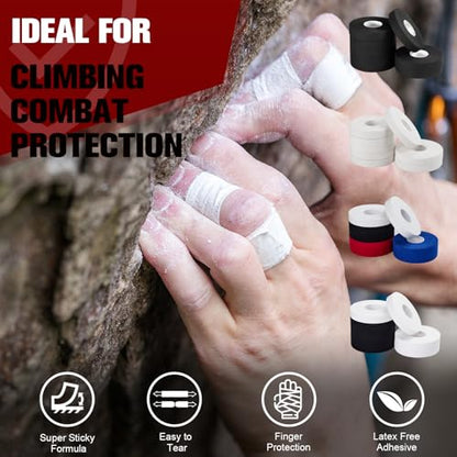 8 Pack Pro Finger Sports Tape, 0.5 in x 45 Ft Finger Tape for BJJ | Athletic Tape for Judo, Jiu-Jitsu, Wrestling, Rock Climbing, Weightlifting, White