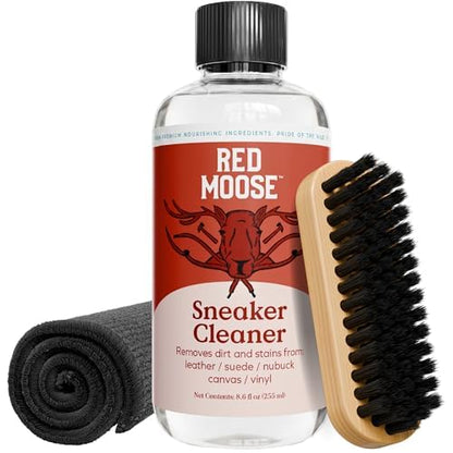 RED MOOSE Shoe & Sneaker Cleaner Kit – Leather, Suede, Nubuck, Canvas & White Shoes with Brush, Foam & Cloth, Made in USA - color: 3 Pcs Sneaker Kit-black