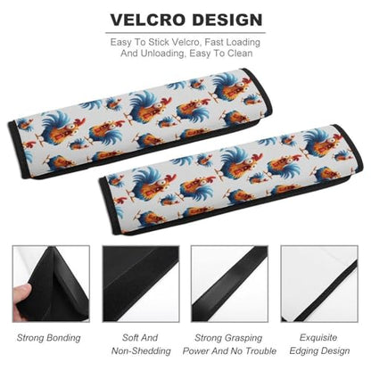 1 Pair Funny Rooster Cool Cartoon Chicken Seat Belt Shoulder Pad Soft Padded Seat Belt Cushion for Adult Use, Stroller Pushchair High Chair, Pressure Relief - color: Pattern 990