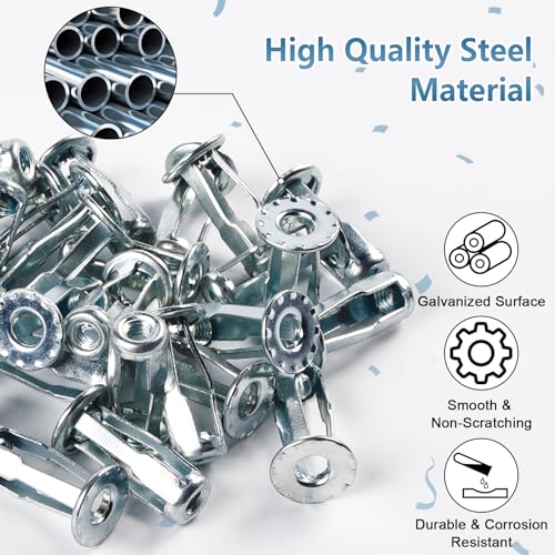 M4 Jack Nuts with Installation Tool Threaded Insert Petal Nuts Expansion Nutserts Hollow Wall Anchors for Thin Soft Wall Plastic Polywood Pressboard Hardboard